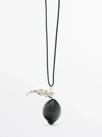 Anhänger mit Glaselement in Zitronenform