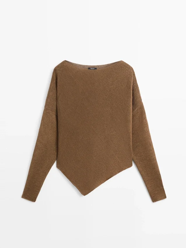 Asymmetrischer Strick-Cape-Pullover Asymmetrischer Strick-Cape-Pullover