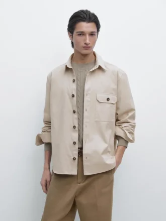 Baumwoll-Overshirt mit Taschendetails