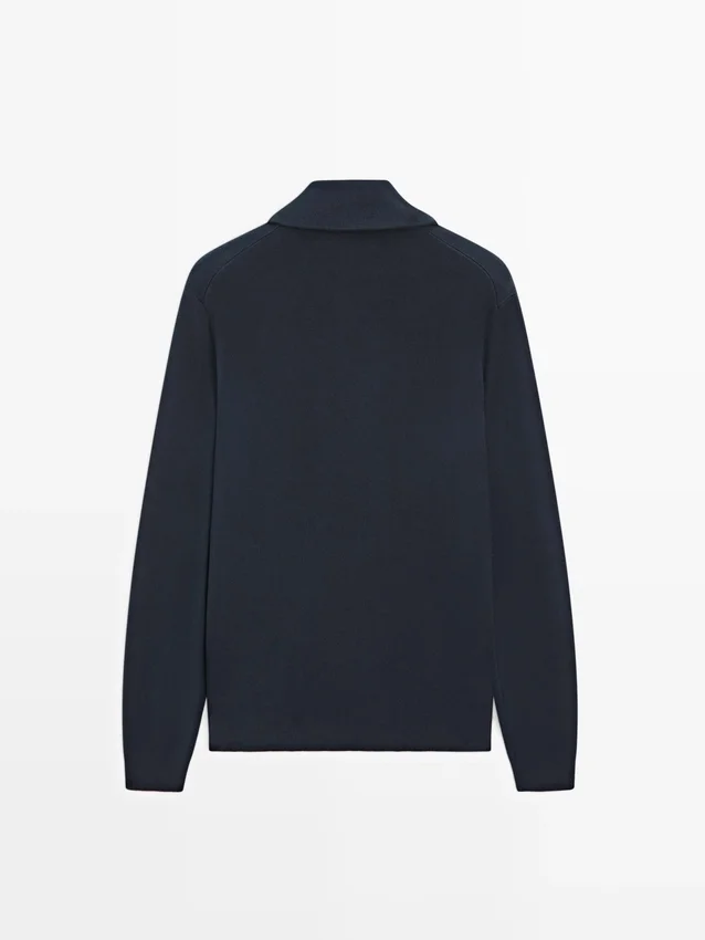 Baumwoll-Pullover mit Stehkragen und Reißverschluss Baumwoll-Pullover mit Stehkragen und Reißverschluss