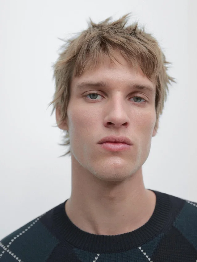 Baumwoll-Strick-Pullover mit Argyle-Muster Baumwoll-Strick-Pullover mit Argyle-Muster