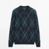 Baumwoll-Strick-Pullover mit Argyle-Muster Baumwoll-Strick-Pullover mit Argyle-Muster