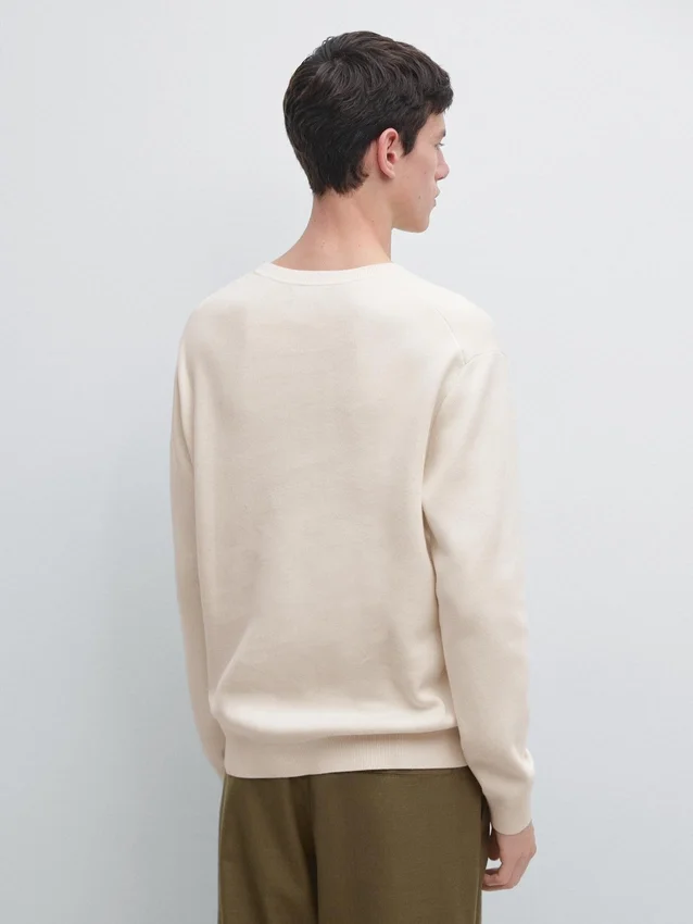 Baumwollstrickpullover mit Rundhalsausschnitt Baumwollstrickpullover mit Rundhalsausschnitt