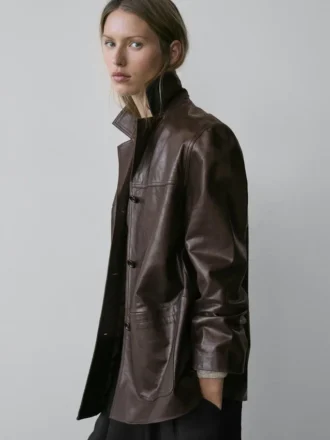 Blazer aus Nappaleder mit Knöpfen