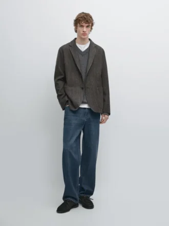 Blazer aus Wollmischung mit Fischgrätenmuster Blazer aus Wollmischung mit Fischgrätenmuster