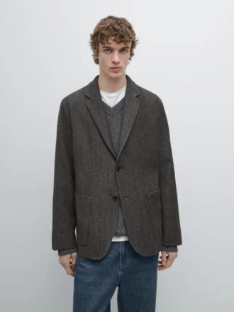 Blazer aus Wollmischung mit Fischgrätenmuster Blazer aus Wollmischung mit Fischgrätenmuster