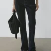 Boot-Cut-Jeans mit hoher Taille und Flock-Finish