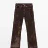 Bootcut-Jeans mit hoher Taille und Flock-Finish