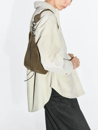 Bucket Bag aus Spaltveloursleder