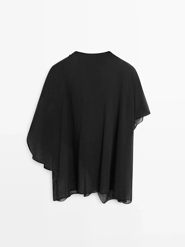 Cape-Oberteil aus Leinenmischung mit Überkreuz-Ausschnitt Cape-Oberteil aus Leinenmischung mit Überkreuz-Ausschnitt