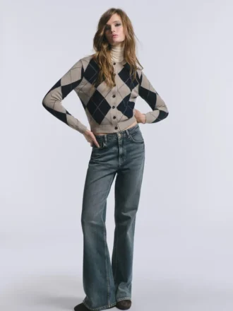 Cardigan aus Baumwollmischung mit Argyle-Muster