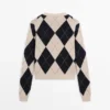 Cardigan aus Baumwollmischung mit Argyle-Muster