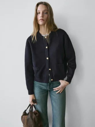 Cardigan aus Baumwollstrick mit goldenen Knöpfen