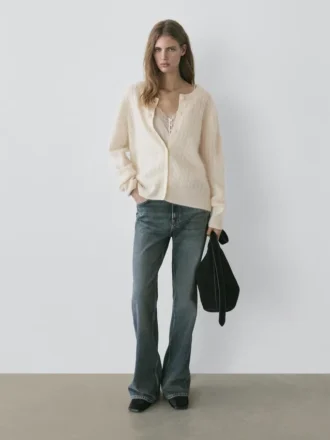 Cardigan aus Wolle mit Zopfmuster