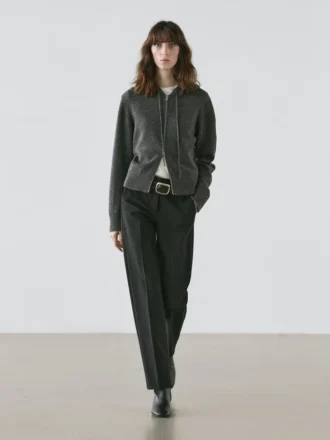 Cardigan aus Wollmischung mit Reißverschluss und Kapuze