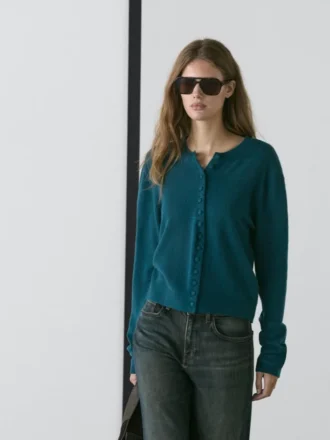 Cardigan aus Wollstrick mit verdeckten Knöpfen