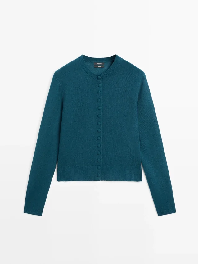 Cardigan aus Wollstrick mit verdeckten Knöpfen Cardigan aus Wollstrick mit verdeckten Knöpfen