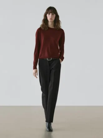 Feinstrick-Pullover mit Rundhalsausschnitt aus 100 % Wolle