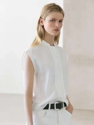 Fließendes Hemd aus 100 % Leinen mit Knopfdetails