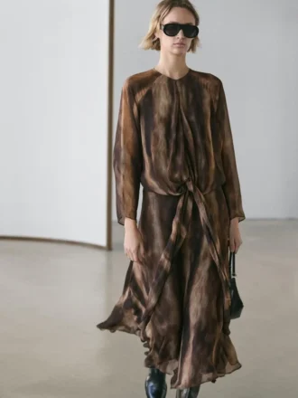 Fließendes Kleid mit Animal-Print