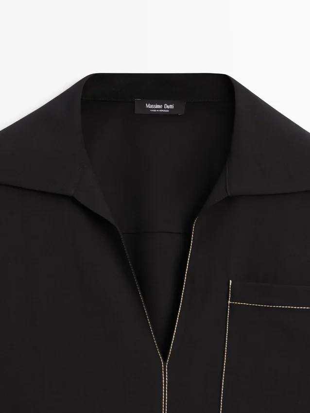 Fließendes Overshirt aus Wollmischung mit Taschendetails Fließendes Overshirt aus Wollmischung mit Taschendetails