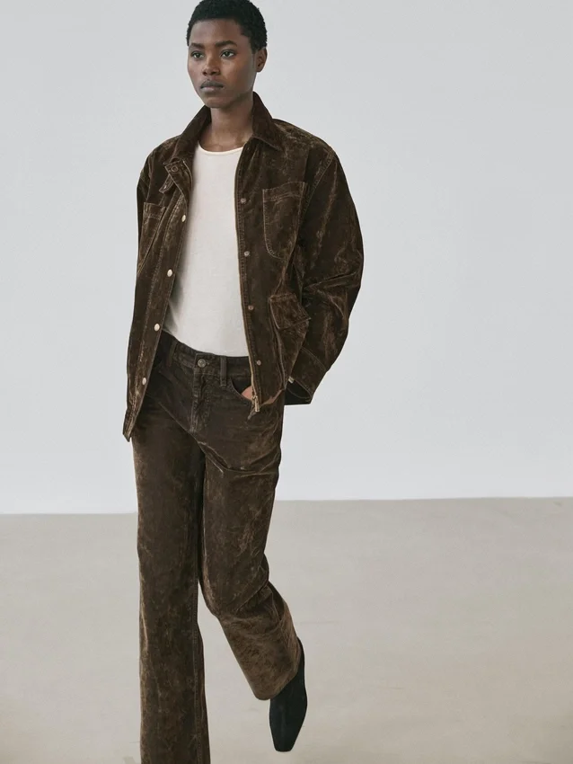 Flock-Jeans mit geradem Bein und niedriger Leibhöhe Flock-Jeans mit geradem Bein und niedriger Leibhöhe