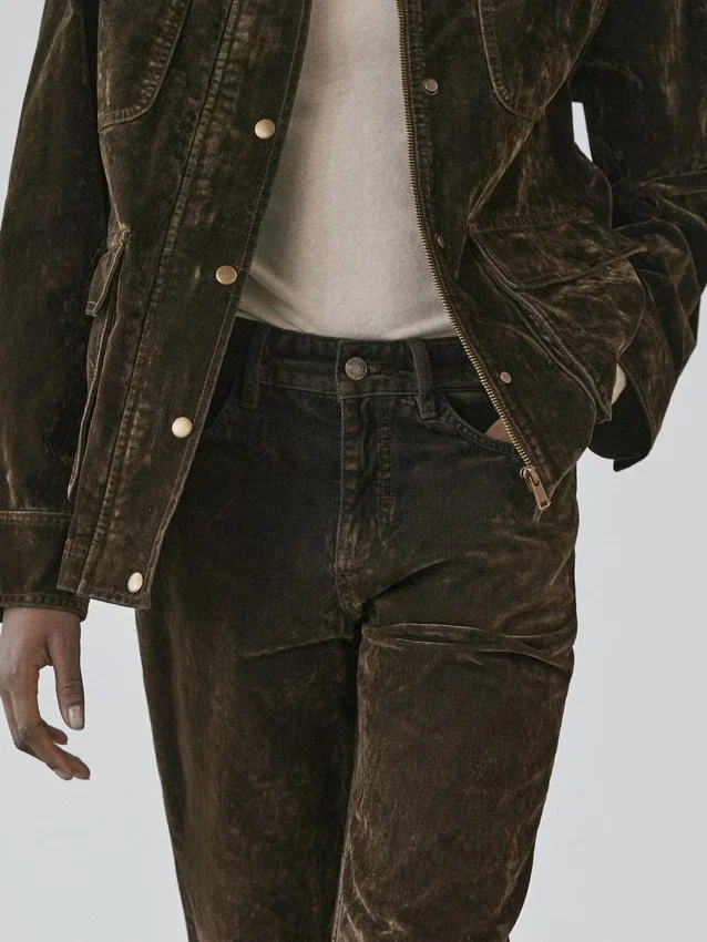 Flock-Jeans mit geradem Bein und niedriger Leibhöhe Flock-Jeans mit geradem Bein und niedriger Leibhöhe