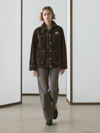 Flock-Jeansjacke mit Kragen