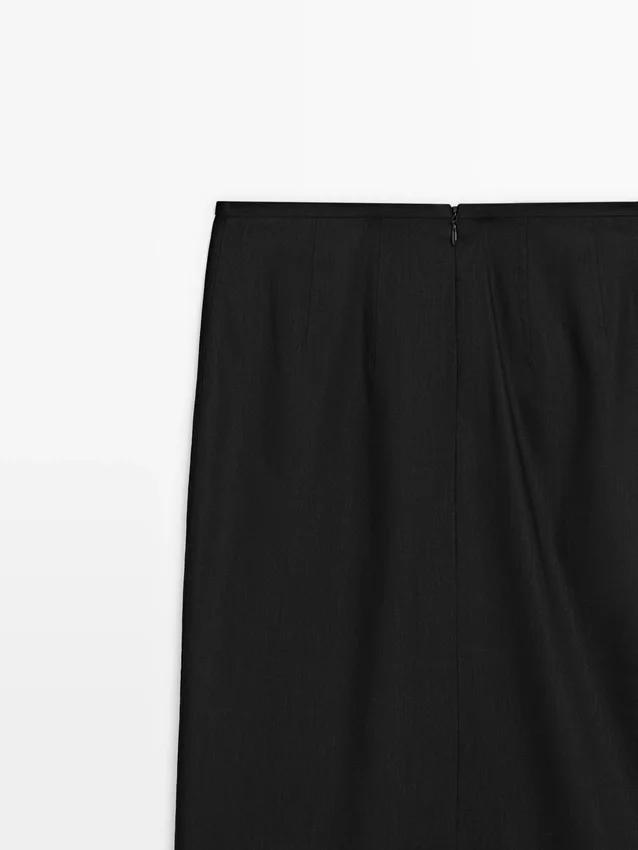 Gerader Midirock aus Leinenmischung Gerader Midirock aus Leinenmischung