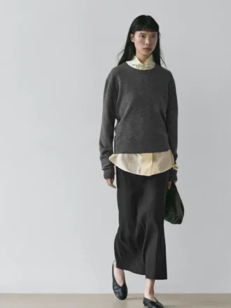 Gerader Midirock aus Leinenmischung