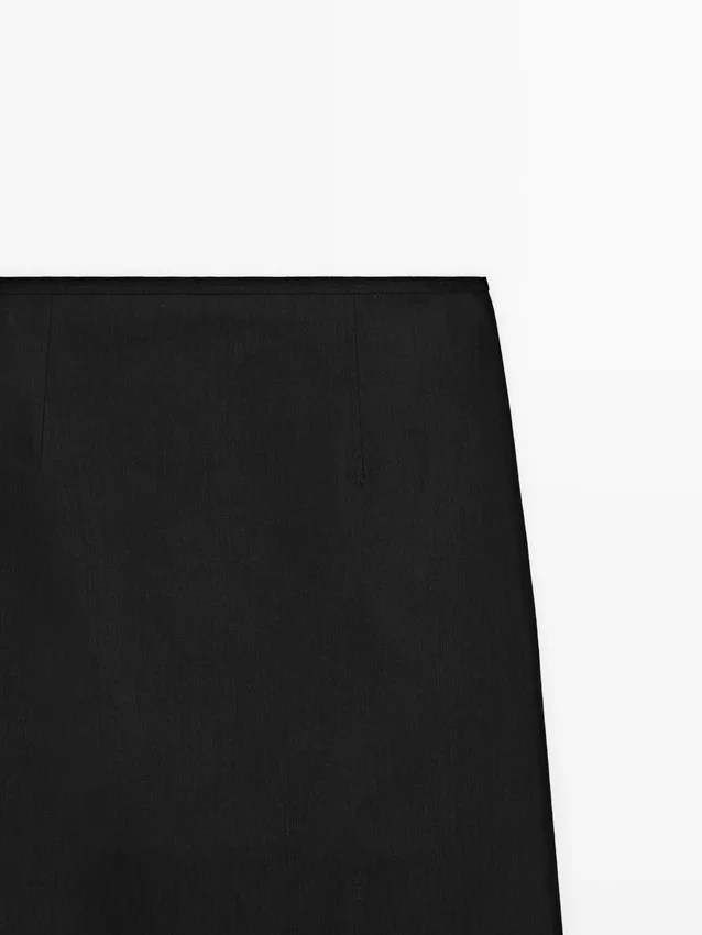 Gerader Midirock aus Leinenmischung Gerader Midirock aus Leinenmischung