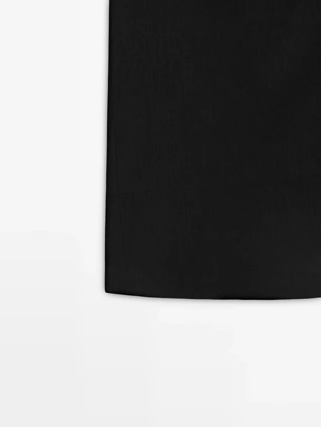 Gerader Midirock aus Leinenmischung Gerader Midirock aus Leinenmischung