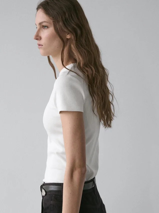 Geripptes, schweres Kurzarm-T-Shirt Geripptes, schweres Kurzarm-T-Shirt