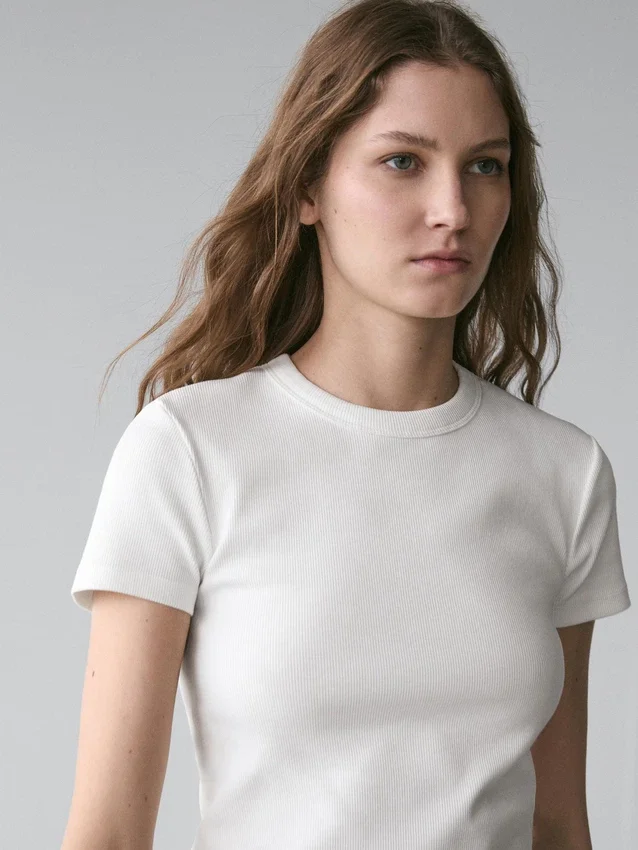 Geripptes, schweres Kurzarm-T-Shirt Geripptes, schweres Kurzarm-T-Shirt