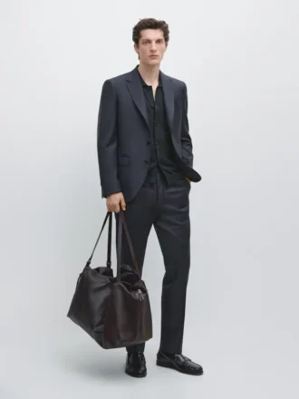 Gestreifte Anzugshose aus Cool Wool