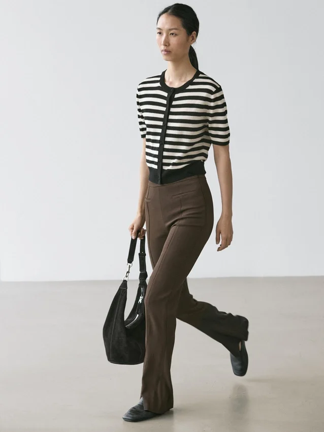 Gestreifter Kurzarm-Strick-Cardigan Gestreifter Kurzarm-Strick-Cardigan