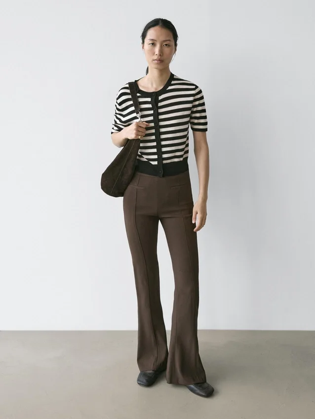 Gestreifter Kurzarm-Strick-Cardigan Gestreifter Kurzarm-Strick-Cardigan