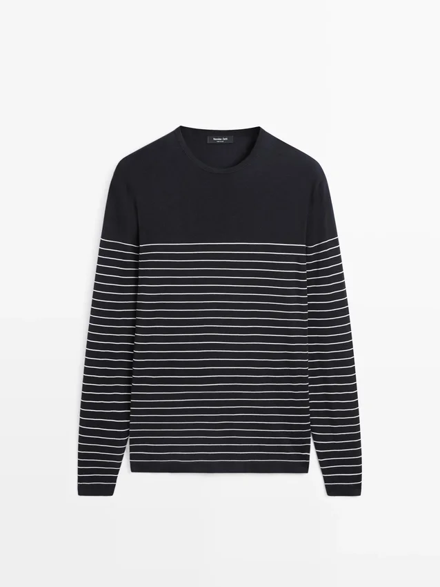 Gestreifter Pullover mit Rundhalsausschnitt Gestreifter Pullover mit Rundhalsausschnitt