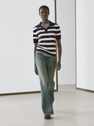 Gestreifter Strick-Poloshirt