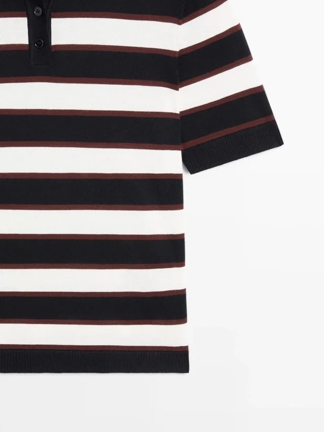 Gestreifter Strick-Poloshirt Gestreifter Strick-Poloshirt