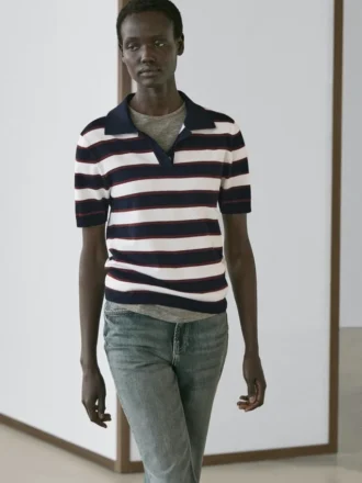 Gestreifter Strick-Poloshirt