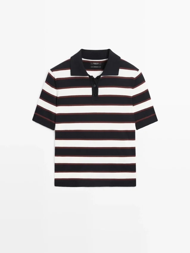 Gestreifter Strick-Poloshirt Gestreifter Strick-Poloshirt