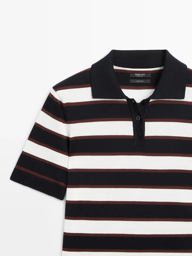 Gestreifter Strick-Poloshirt Gestreifter Strick-Poloshirt