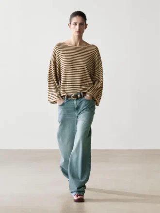 Gestreifter Strickpullover aus 100 % Baumwolle