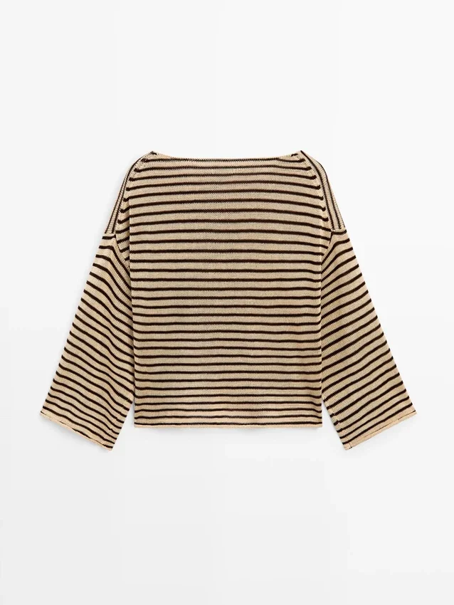 Gestreifter Strickpullover aus 100 % Baumwolle Gestreifter Strickpullover aus 100 % Baumwolle