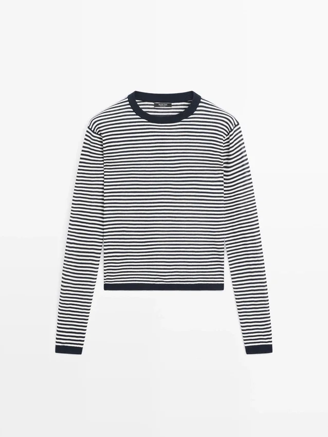 Gestreifter Strickpullover aus Baumwolle und Seide Gestreifter Strickpullover aus Baumwolle und Seide