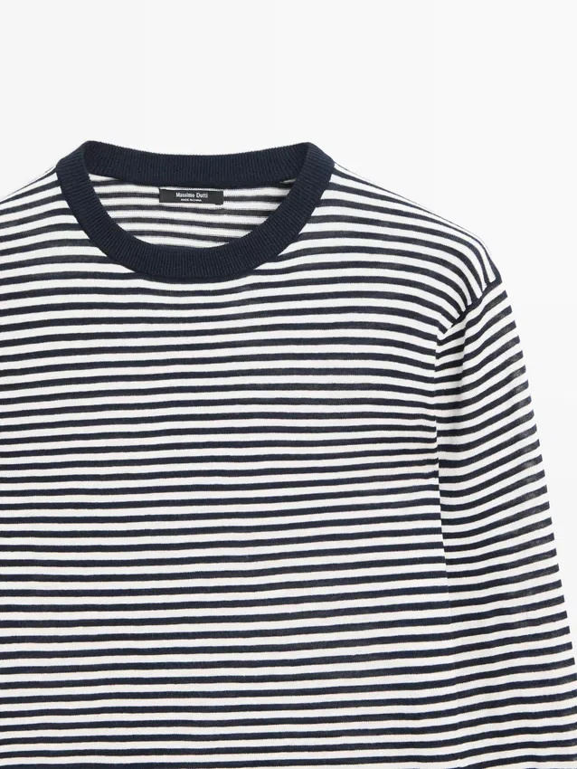 Gestreifter Strickpullover aus Baumwolle und Seide Gestreifter Strickpullover aus Baumwolle und Seide