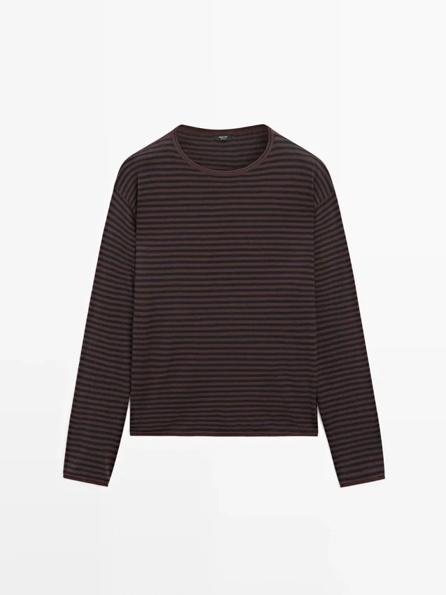 Gestreifter Strickpullover aus Baumwollmischung Gestreifter Strickpullover aus Baumwollmischung