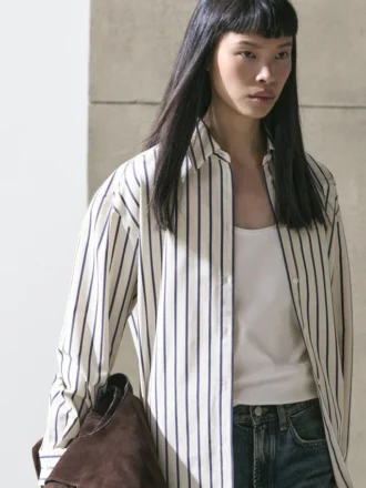 Gestreiftes Hemd aus 100 % Baumwolle