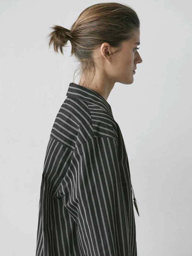 Gestreiftes Hemd aus Baumwollmischung Gestreiftes Hemd aus Baumwollmischung